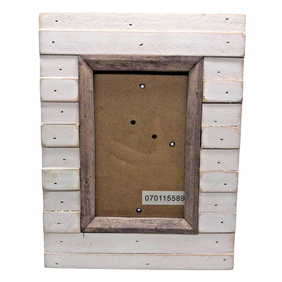 Shiplap Wood Photo Frame 3x5Picture Nautical White Beach Coastal 3"x5" Print - Picture 1 of 4
